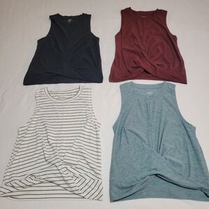 Breathe On Active Twist Front Detail Tank Top size Small Lot of 4 Workout Shirts